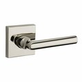 Baldwin Tube Lever Non Handed Passage with Contemporary Square Rose, Polished Nickel PS.TUB.R.CSR.141